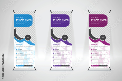 Hand drawn cleaning service awesome x banner stands design template