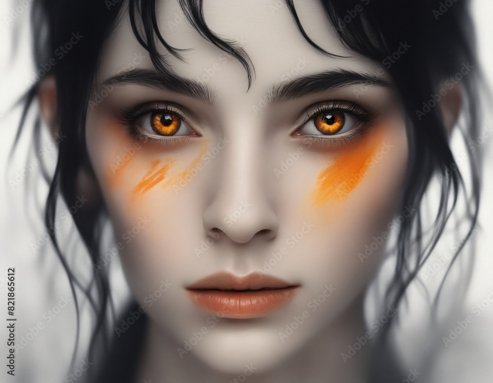 portrait of a girl with orange eyes whose gaze you can’t tear yourself away from portrait of a girl with orange eyes whose gaze you can’t tear yourself away from