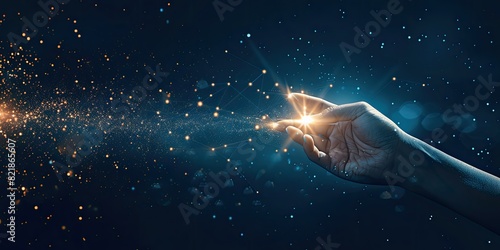 A person is gently making contact with a light using their finger photo