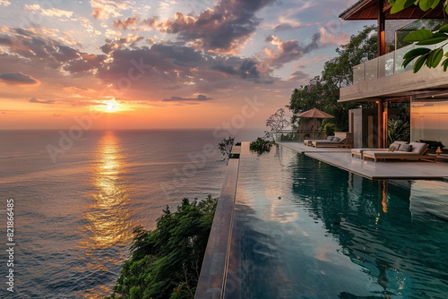 Sunset Sanctuary Luxury Cliffside Villa Overlooking the Tranquil Sea 