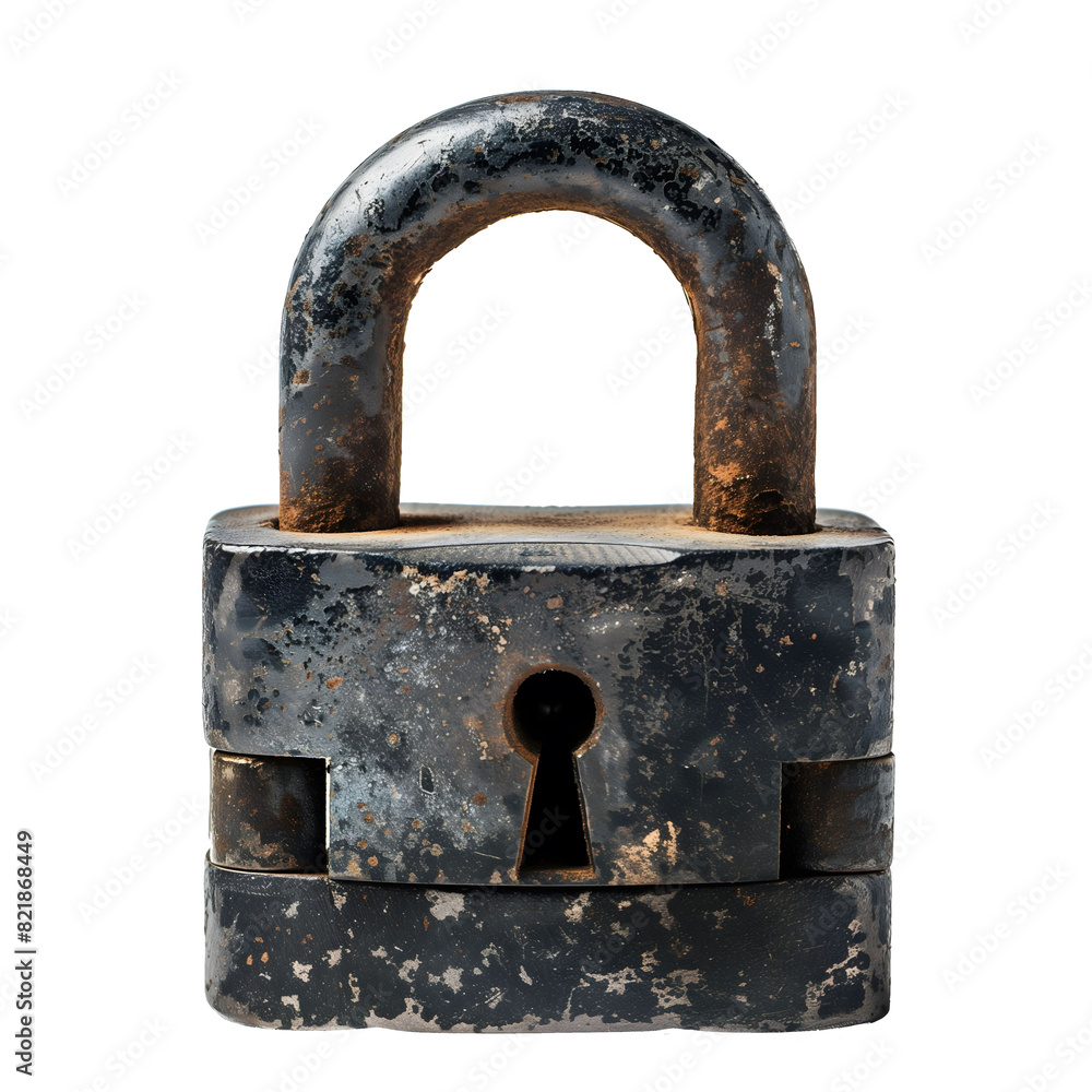 Old rusty padlock isolated on a transparent background. Old rusty padlock isolated on a transparent background.