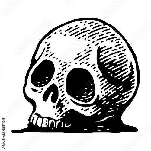 Skull human. Engraving vintage vector black illustration.