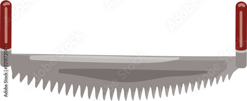 Detailed vintage twohandled crosscut saw illustration for lumberjack and woodworking industry, isolated on white background, in retro graphic vector design
