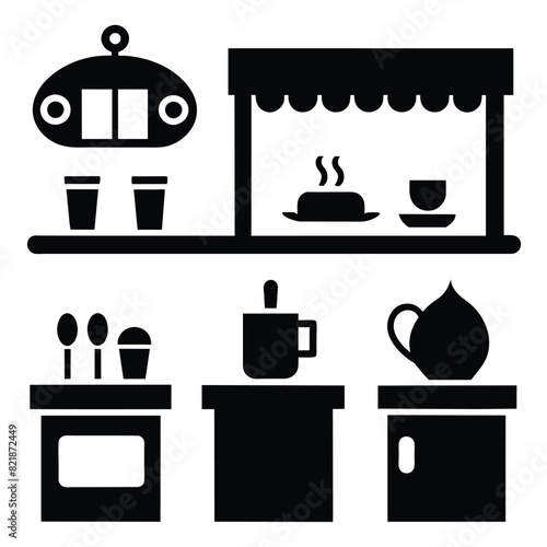 Coffee shop bar counter vector icon on white background © mobarok8888