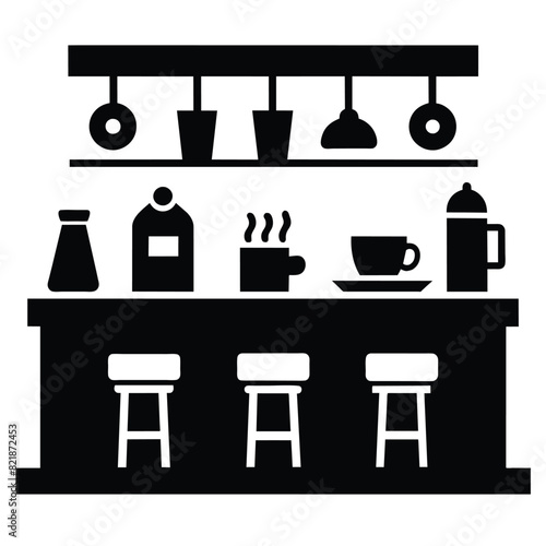 Coffee shop bar counter vector icon on white background