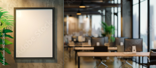 white mock up frame in the modern office room