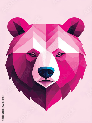 pink bear face vector illustration for a logo