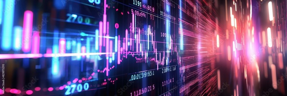 Digital business finance trading banking stock market graph and charts background. AI generative. Digital business finance trading banking stock market graph and charts background. AI generative.