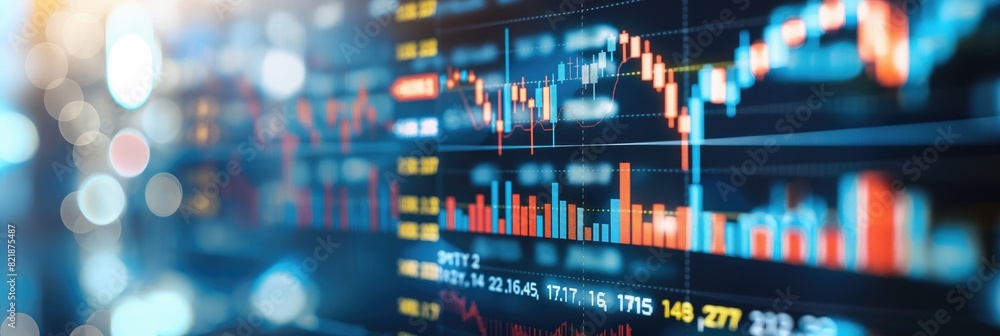 Digital business finance trading banking stock market graph and charts background. AI generative. Digital business finance trading banking stock market graph and charts background. AI generative.