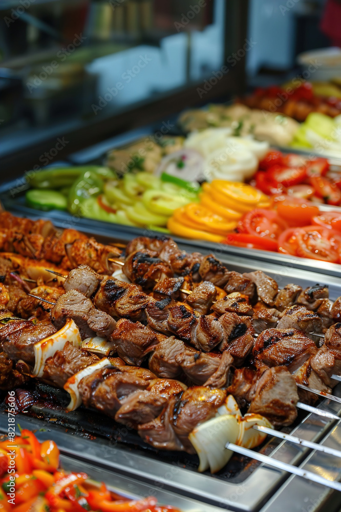 Food, dinner and kebab in restaurant. Food, dinner and kebab in restaurant.