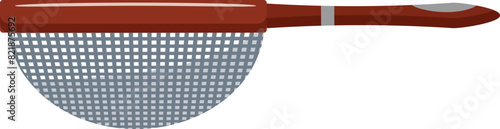 Illustration of a modern kitchen colander with a brown handle, perfect for culinary themes