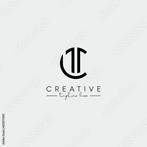 Abstract Minimal Letter CT TC Initial Based Stylish Monogram Logo Design Vector.