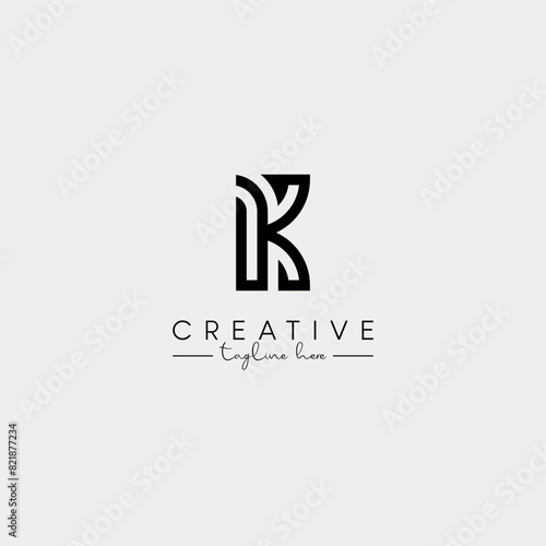 Abstract Minimal Letter K Initial Based Stylish Monogram Logo Design Vector.