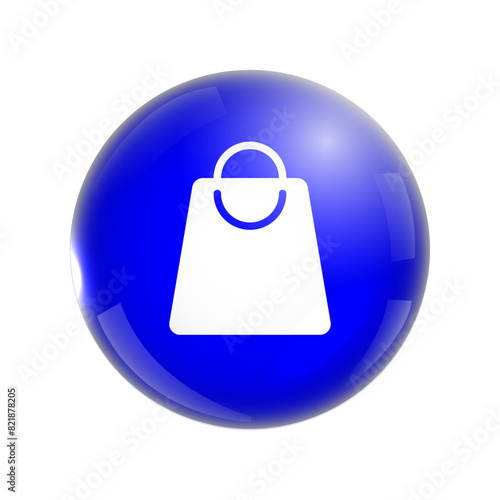 3d bubble with shopping bag icon. Sale concept