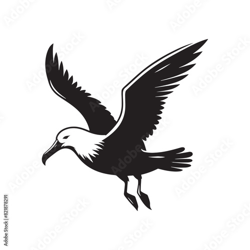 Albatross Silhouette: Black Vector Art Capturing the Majestic Grace and Elegance of These Iconic Seabirds - Minimalist Albatross Vector - Albatross Illustration - Seabird Silhouette. © Wolfe 