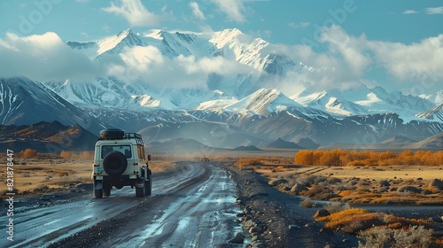 Scenic Mountain Highway Expedition with Adventurous Overlanding Vehicle into the Wilderness