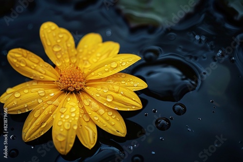 a yellow flower with water drops on it