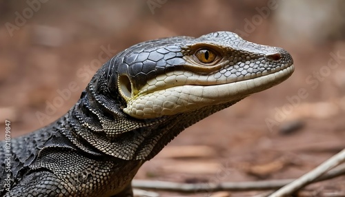 A Monitor Lizard With Its Tongue Flicking Out Sen