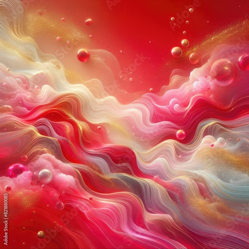 Elegant Abstract Background with Red, Pink, and Gold Touches