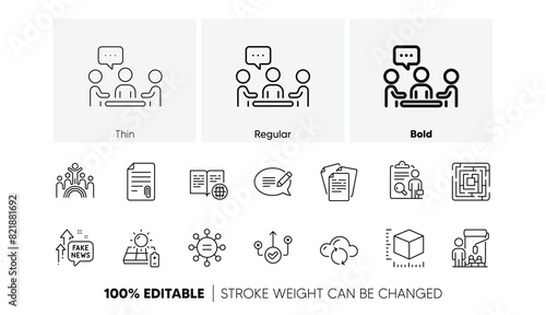 Painter, Internet book and Cloud sync line icons. Pack of Fake news, Message, Inspect icon. Package size, Solar panel, Ethics pictogram. Correct way, Documents, Maze. Attachment. Line icons. Vector