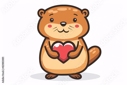 a cartoon of a beaver holding a heart