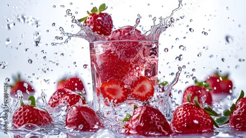 Vibrant Strawberry Juice Splash on Transparent Background for Digital Projects