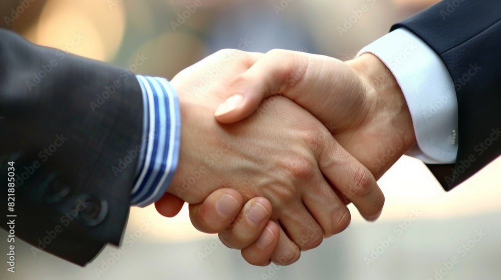 Handshaking of a business deal. Copy space.