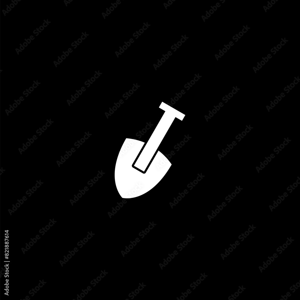 Shovel icon flat vector illustration for graphic and web design isolated on black Shovel icon flat vector illustration for graphic and web design isolated on black