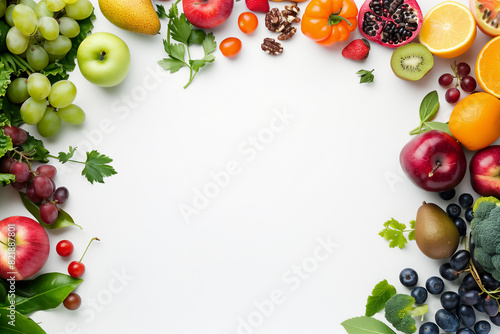 healthy food groups copy space  white background