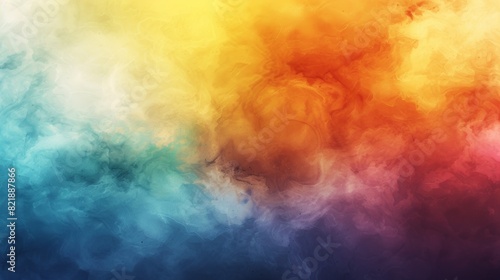 Abstract colorful smoke background with vibrant hues of blue, yellow, orange, and red. Perfect for artistic and design projects.