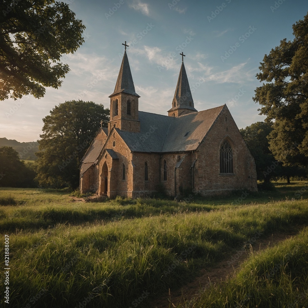 Capture the peaceful atmosphere of Mary's assumption in a serene countryside.
Capture the peaceful atmosphere of Mary's assumption in a serene countryside.