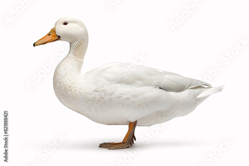 a white duck with orange beak