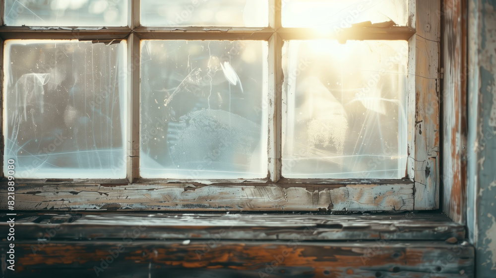 Naklejka premium A vintage window frame against a neutral background