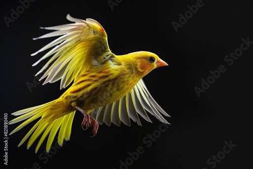 a yellow bird flying in the sky