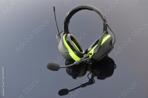 Modern headphones for working in noisy rooms.  Hearing protection.