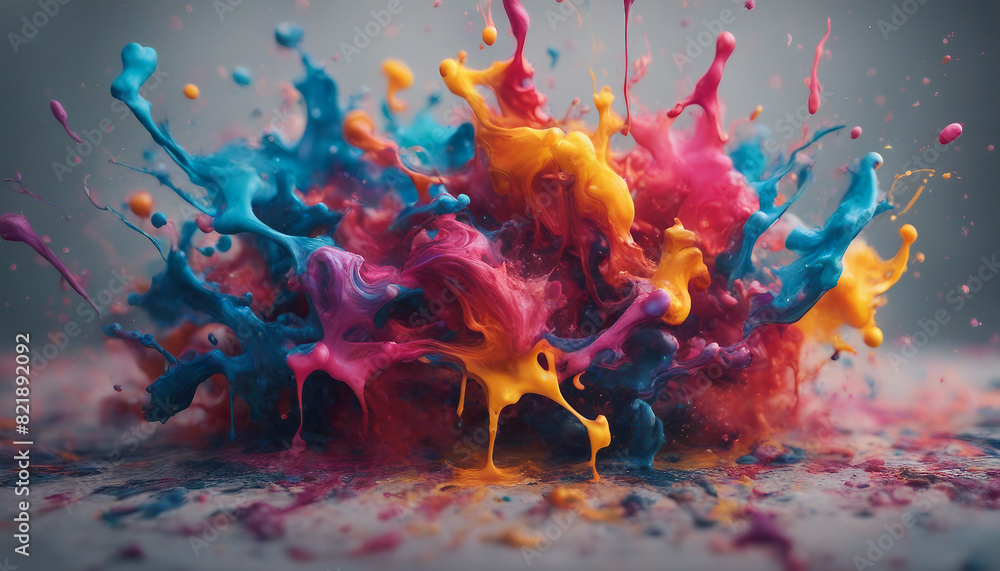 Explosive Abstract Paint Splash with Vibrant Colors
