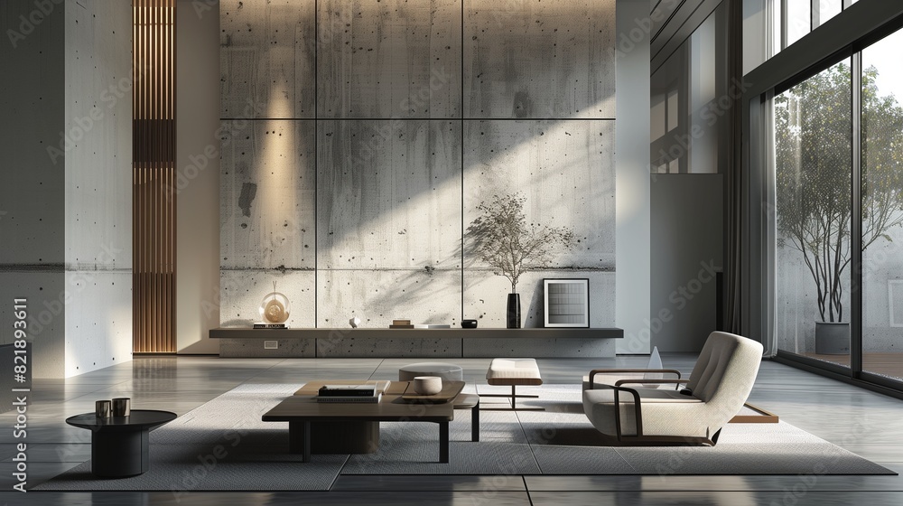 A minimalist living room with a focus on architectural beauty A minimalist living room with a focus on architectural beauty
