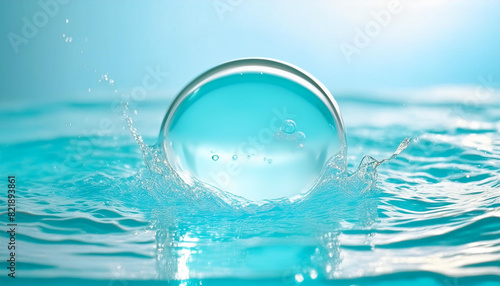 透明　クリアな球体　水　液体　Generative AI