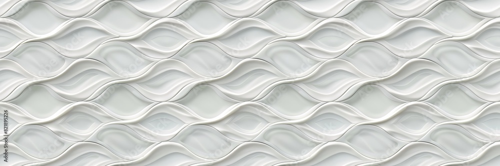 Fototapeta premium White geometric leaves 3d tiles texture Background banner panorama, seamless pattern