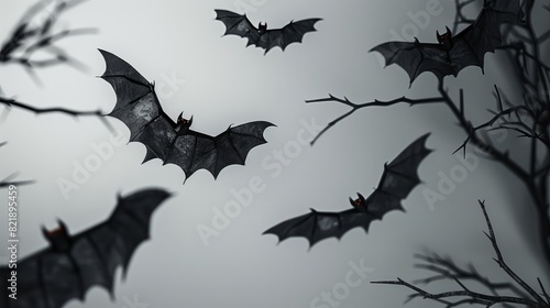 creepy halloween bats close up