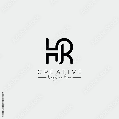 Abstract Stylish letter HR RH Logo Design Template. Modern And Creative Letter Logo. photo