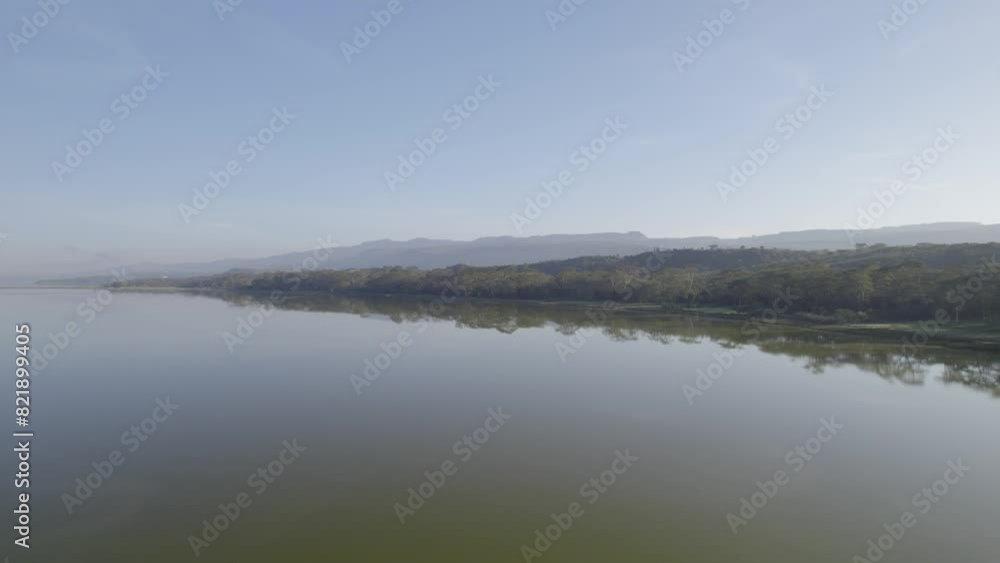 Lake elementaita drone shot from the middle of the lake looking inland Lake elementaita drone shot from the middle of the lake looking inland