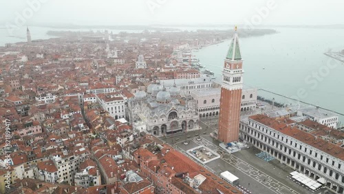 Venice Italy tourist designations on foggy day photo