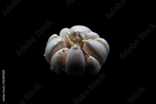 Garlic on a black background