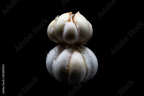 Garlic on a black background