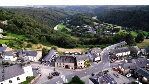 Aerial view from idyllic village Rochehaut to Frahan, Belgium Ardennes. photo
