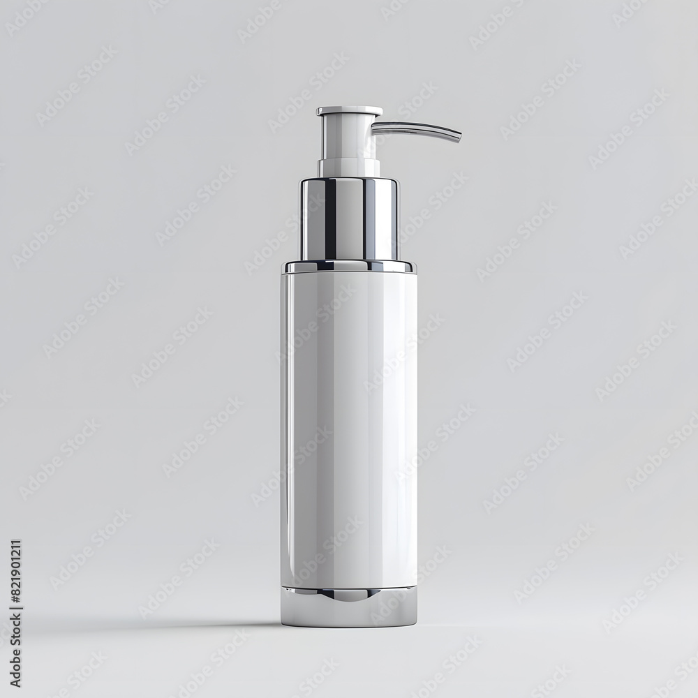 Hand pump serum bottle mockup isolated on white background Hand pump serum bottle mockup isolated on white background