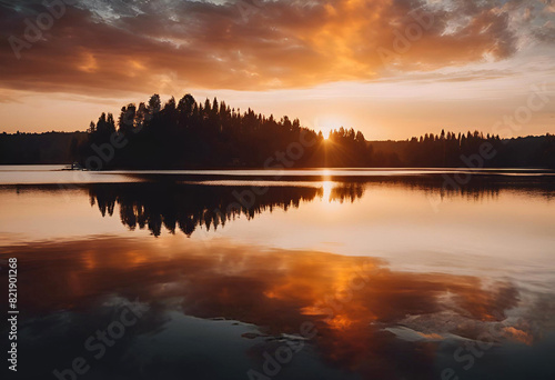 Coucher du soleil sur un lac