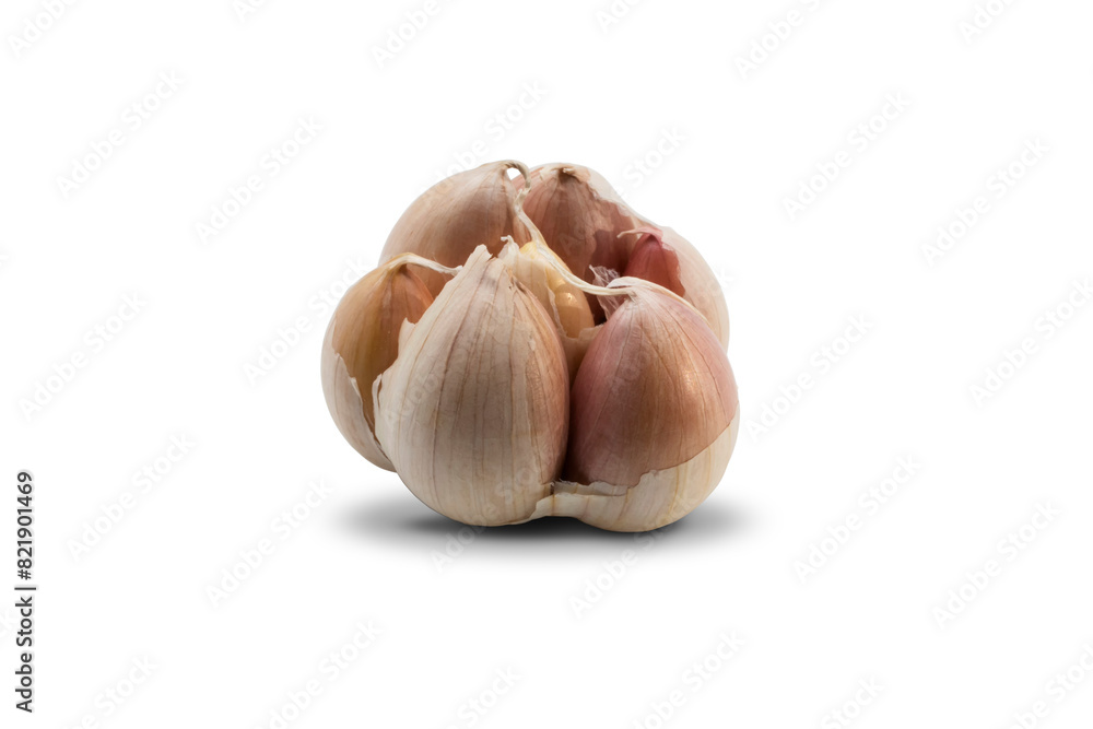 Macro closeup of garlic isolated on transparent background png	