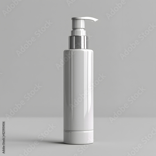 Hand pump serum bottle mockup isolated on white background